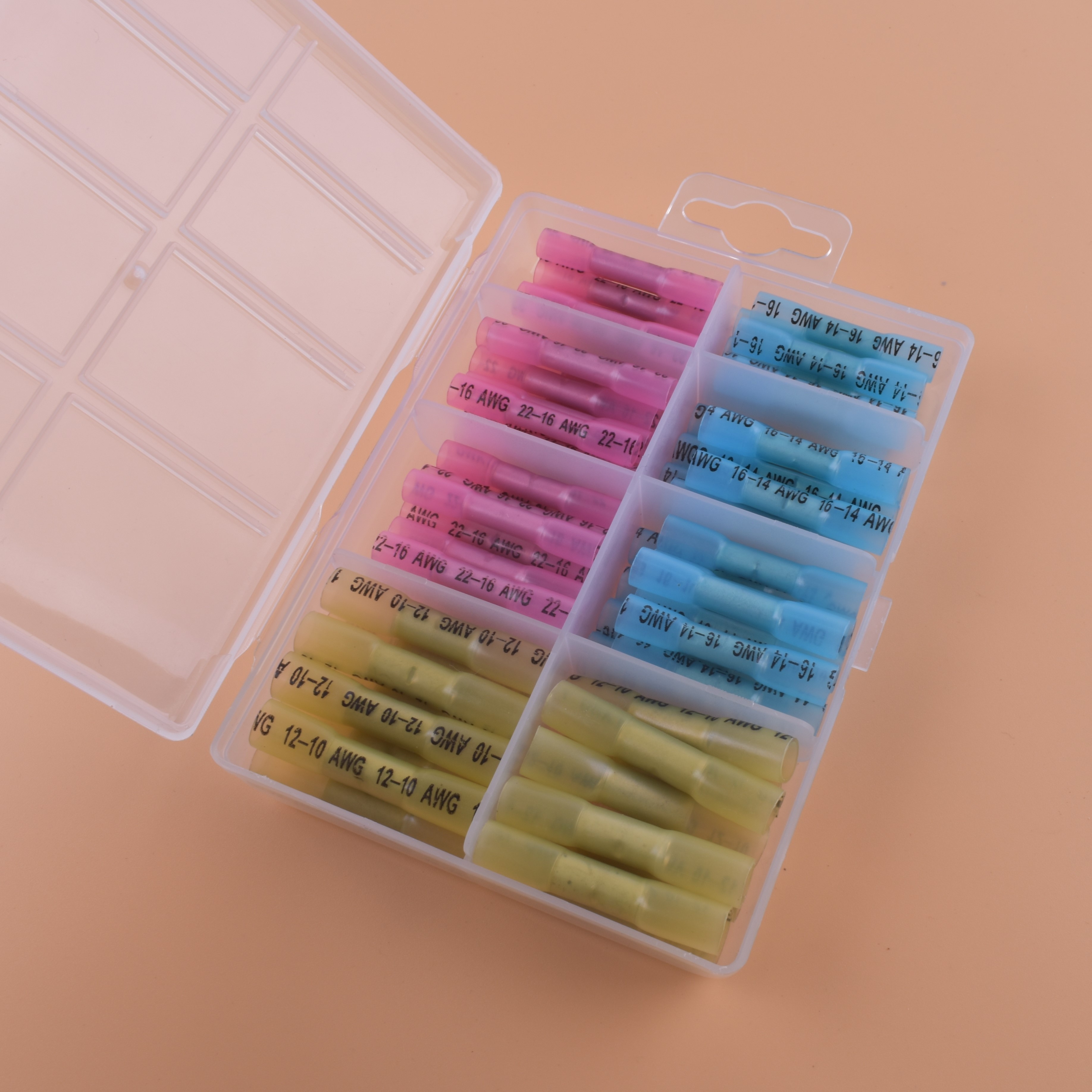 The connection terminal PE material is copper plated tin red and yellow blue color 70pc.