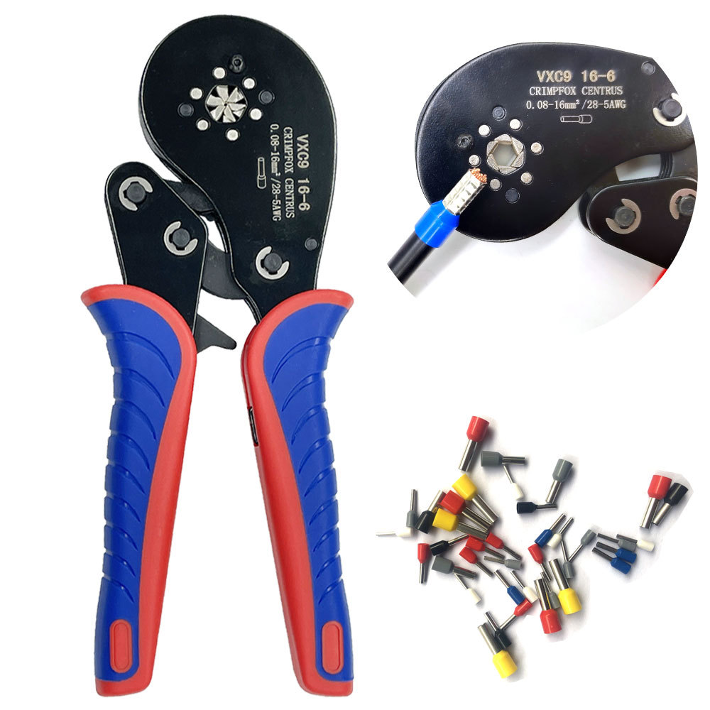 Tube Type Terminal Crimping Pliers Vxc9 16-6 Needle Type Terminal Clamp European Style Terminal Crimping Pliers Cross-Border Hot Sale Suit