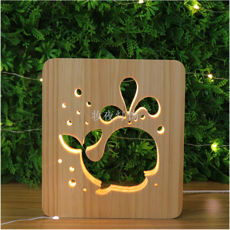 Cross-border products solid wood carving lovely whale table lamp creative gifts novelty small night lights support 
