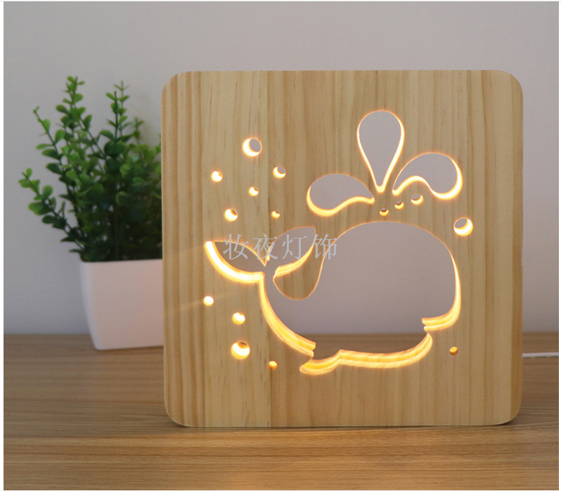 Cross-border products solid wood carving lovely whale table lamp creative gifts novelty small night lights support Cross-border products solid wood carving lovely whale table lamp creative gifts novelty small night lights support