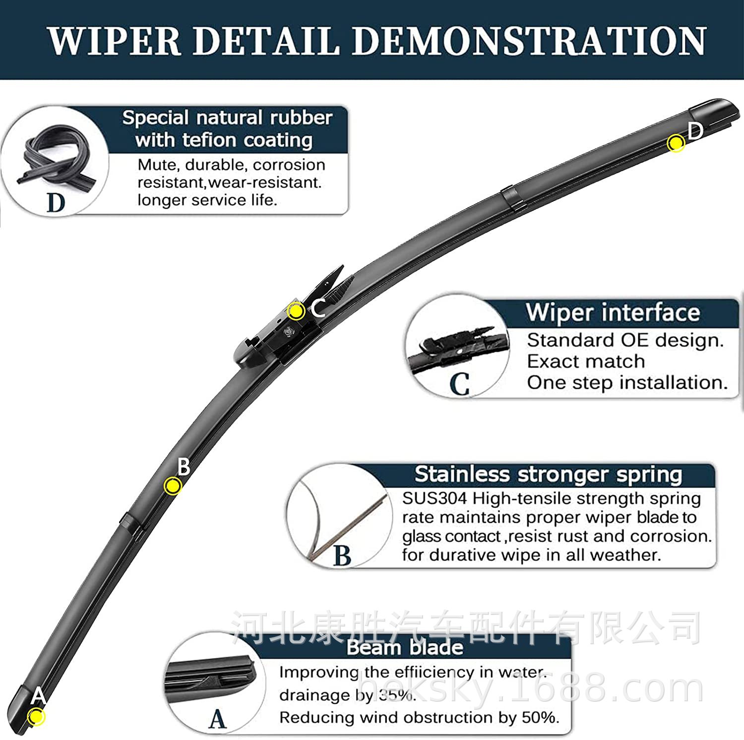 Factory Direct Sales Car Universal U-Shaped Boneless Wipers Car Wiper Blade Multi-Function Boneless Wiper