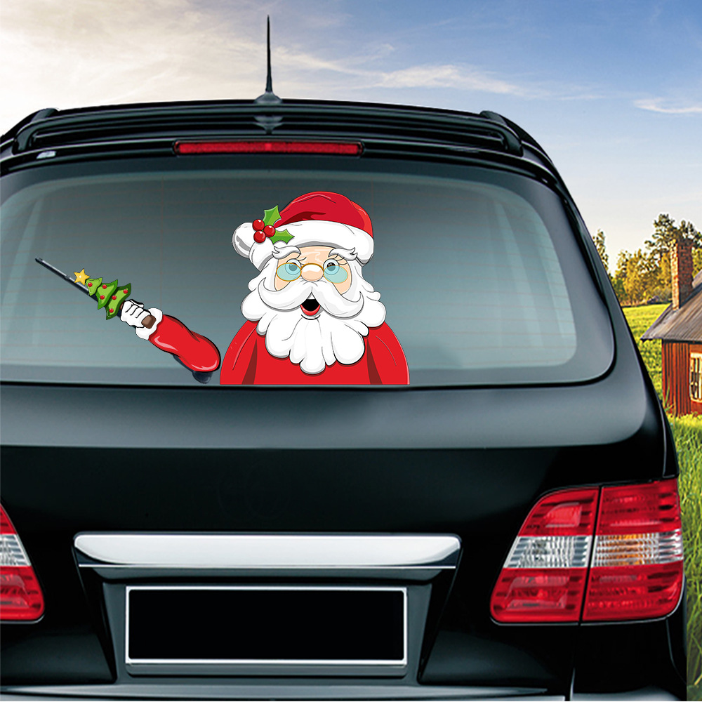 Foreign Trade Popular Santa Claus Wiper Stickers Removable Car Rear Window Wiper Stickers Car Bumper Stickers