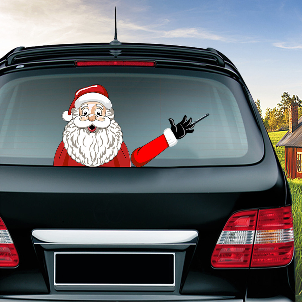 Foreign Trade Popular Santa Claus Wiper Stickers Removable Car Rear Window Wiper Stickers Car Bumper Stickers