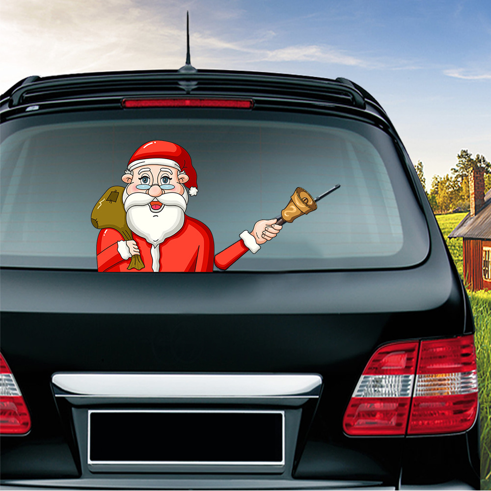 Foreign Trade Popular Santa Claus Wiper Stickers Removable Car Rear Window Wiper Stickers Car Bumper Stickers