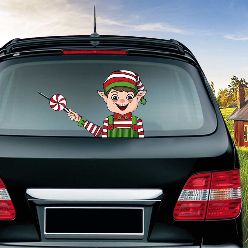 Foreign Trade Popular Santa Claus Wiper Stickers Removable Car Rear Window Wiper Stickers Car Bumper Stickers