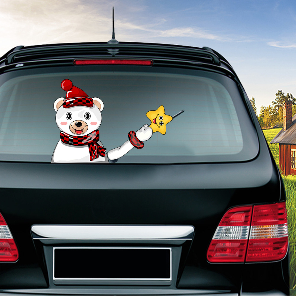 Foreign Trade Popular Santa Claus Wiper Stickers Removable Car Rear Window Wiper Stickers Car Bumper Stickers