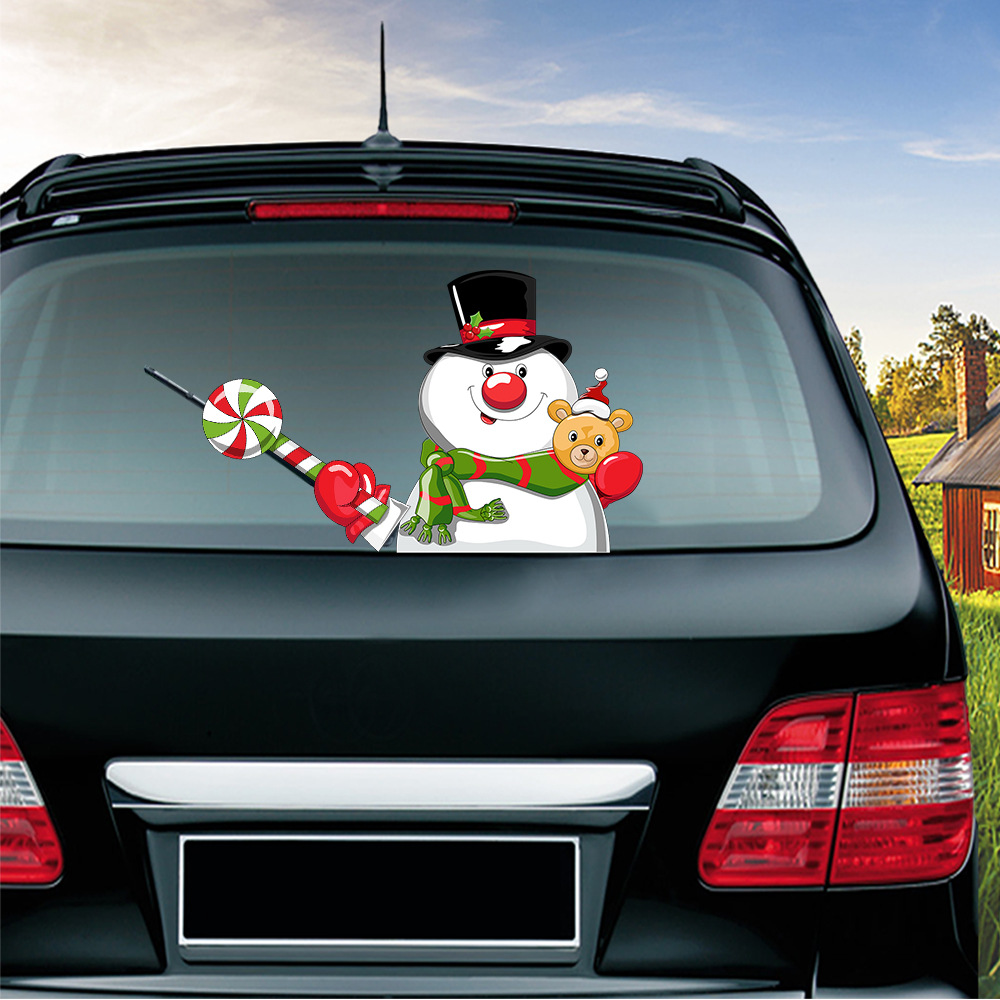 Foreign Trade Popular Santa Claus Wiper Stickers Removable Car Rear Window Wiper Stickers Car Bumper Stickers