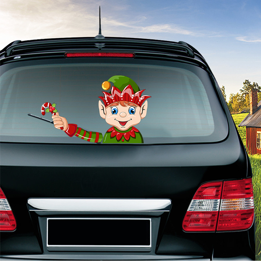 Foreign Trade Popular Santa Claus Wiper Stickers Removable Car Rear Window Wiper Stickers Car Bumper Stickers