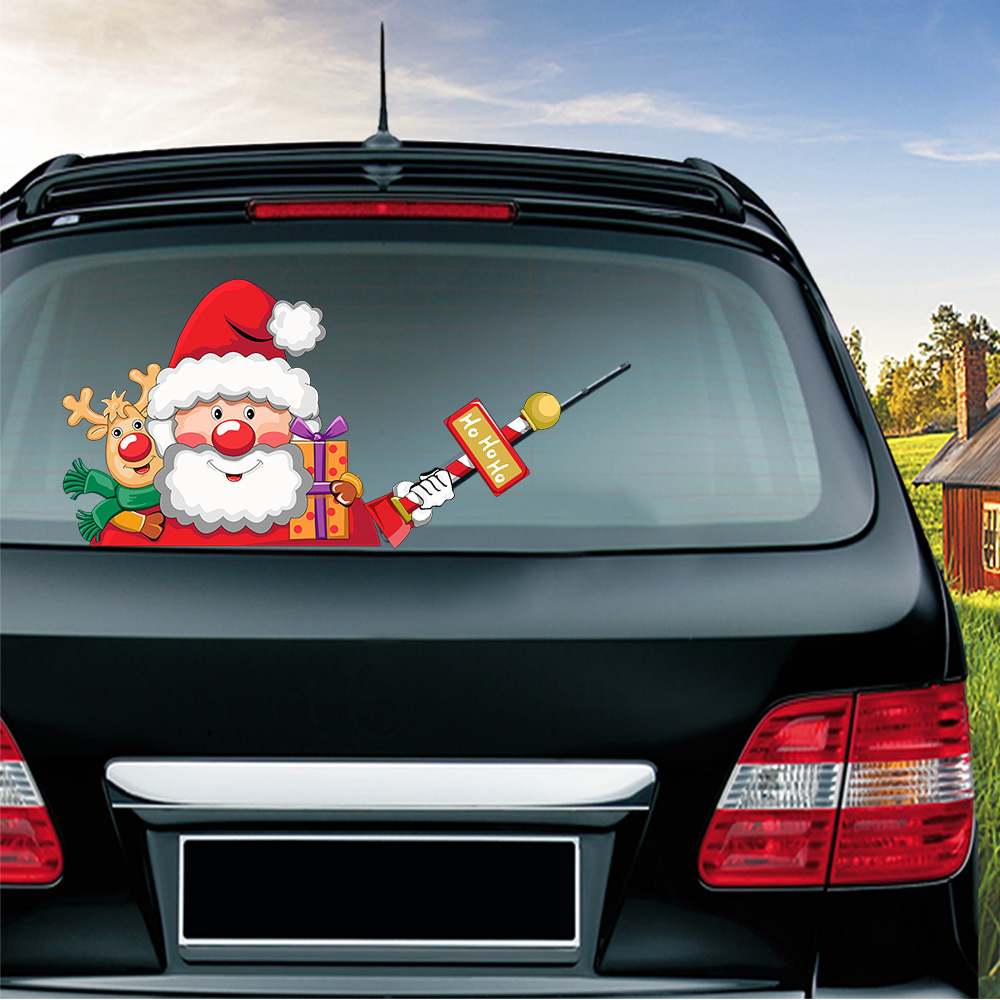 Foreign Trade Popular Santa Claus Wiper Stickers Removable Car Rear Window Wiper Stickers Car Bumper Stickers