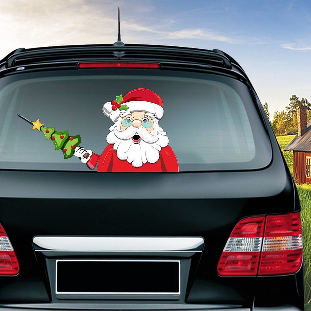 Foreign Trade Popular Santa Claus Wiper Stickers Removable Car Rear Window Wiper Stickers Car Bumper Stickers