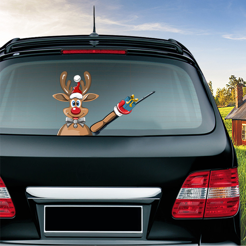 Foreign Trade Popular Santa Claus Wiper Stickers Removable Car Rear Window Wiper Stickers Car Bumper Stickers