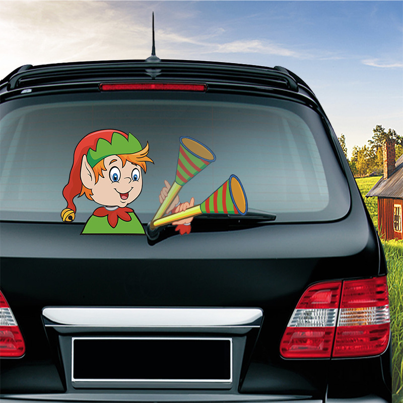 Foreign Trade Popular Santa Claus Wiper Stickers Removable Car Rear Window Wiper Stickers Car Bumper Stickers