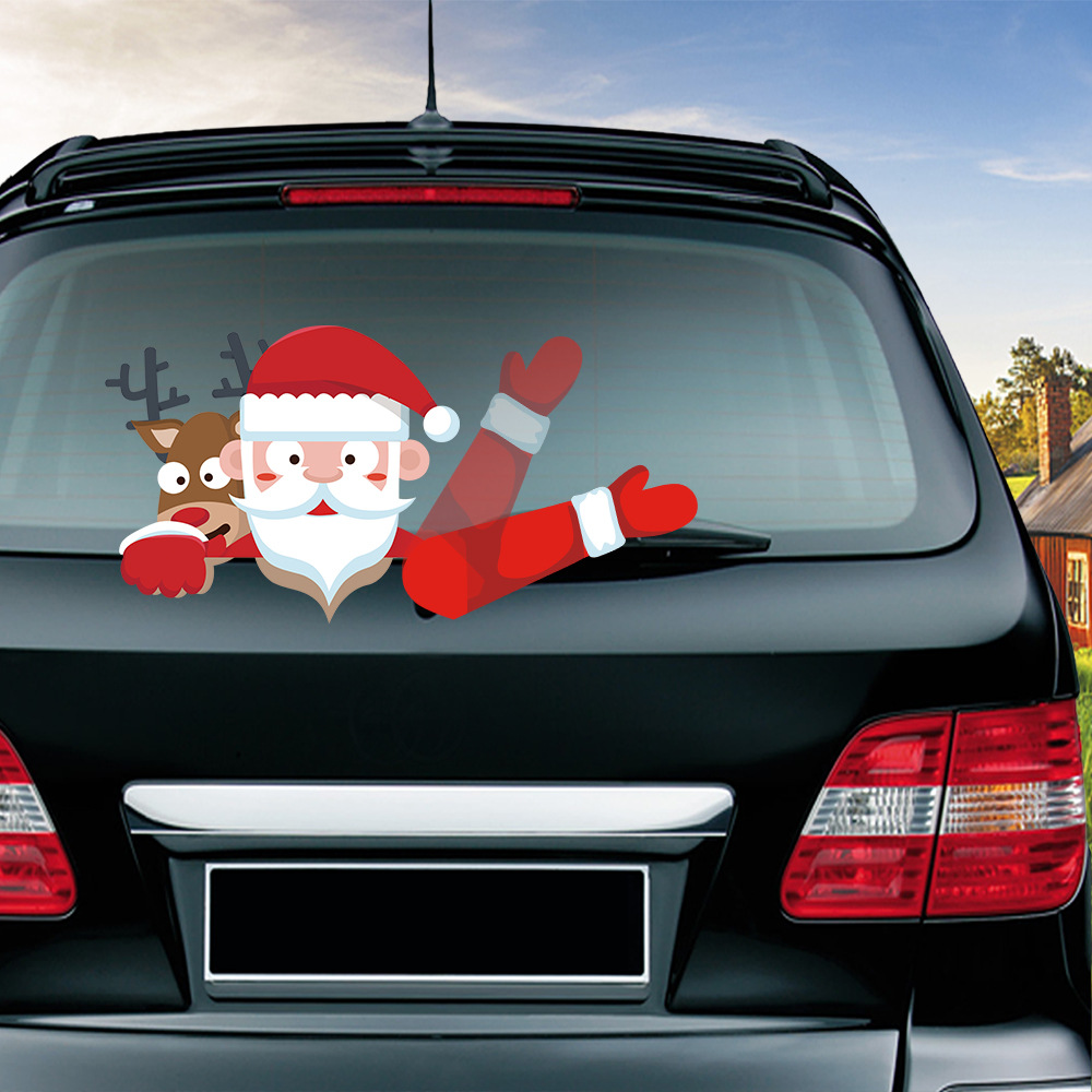 Foreign Trade Popular Santa Claus Wiper Stickers Removable Car Rear Window Wiper Stickers Car Bumper Stickers