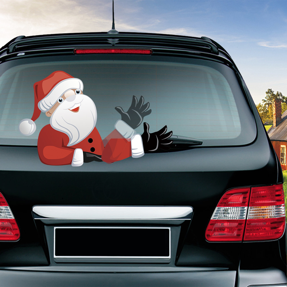 Foreign Trade Popular Santa Claus Wiper Stickers Removable Car Rear Window Wiper Stickers Car Bumper Stickers