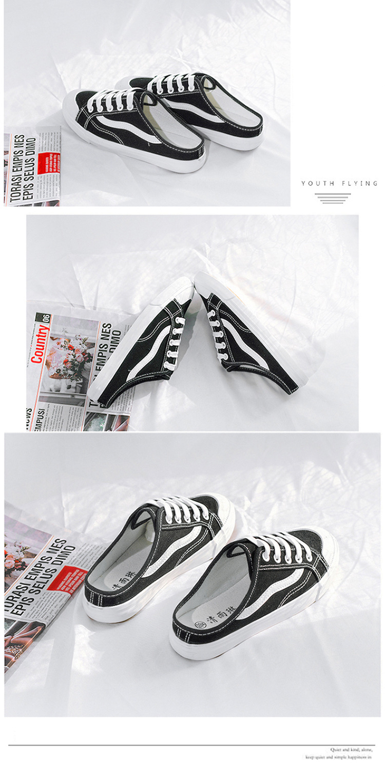 Qingyulin 2019 Summer New Shallow Mouth Half-Support Canvas Shoes Women's Heel-Free Solid White Shoes Women's All-Match L985 Qingyulin 2019 Summer New Shallow Mouth Half-Support Canvas Shoes Women's Heel-Free Solid White Shoes Women's All-Match L985