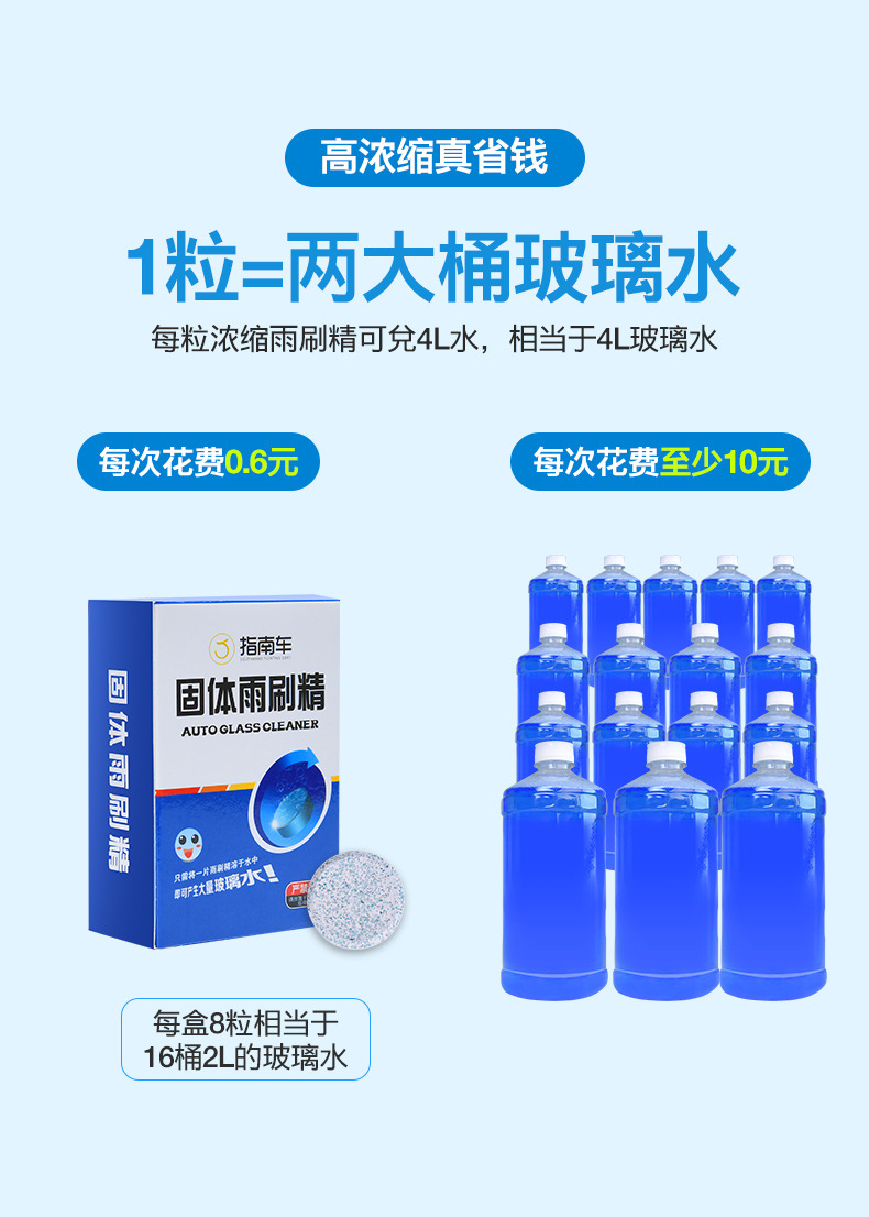 Car Windshield Washer Fluid Solid Auto Glass Cleaner Summer Car Wiper Refined Super Concentrated Pack Windshield Washer Fluid Cleaning Agent Effervescent Tablets