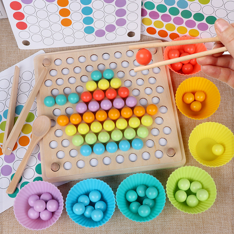 Montessori Early Education Practice Chopsticks Clipping Beads Game Baby Puzzle Fine Motor Training Puzzle Toys