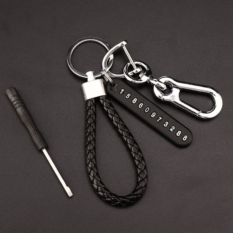 Car Key Ring Anti-Lost Phone Number Sign Motorcycle Braided Rope Key Chain Men and Women Creative Decorations
