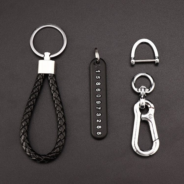 Car Key Ring Anti-Lost Phone Number Sign Motorcycle Braided Rope Key Chain Men and Women Creative Decorations