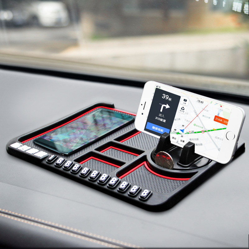 Car Multifunction Non-Slip Mat Car Phone Holder Large Size Dashboard Silicone Non-Slip Mat Temporary Parking Sign