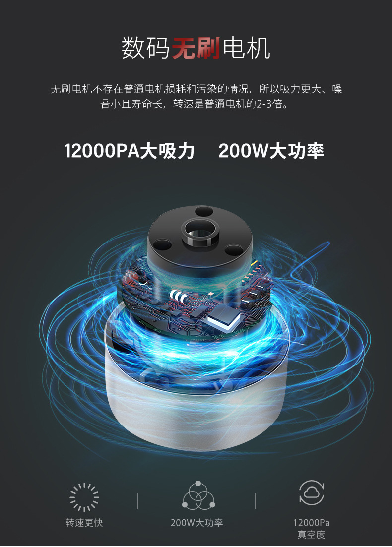 Wireless Vacuum Cleaner Household Handheld Powerful HighPower Mute Charging Suction Sweep Mop Integrated Brushless Motor