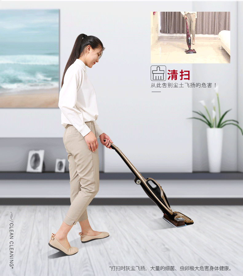 Wireless Vacuum Cleaner Household Handheld Powerful HighPower Mute Charging Suction Sweep Mop Integrated Brushless Motor
