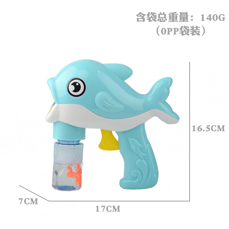 Tiktok Cartoon Dolphin Bubble Gun Children&#039;s Manual Pressing Inertia Bubble Machine Parent-Child Outdoor Stall Toy