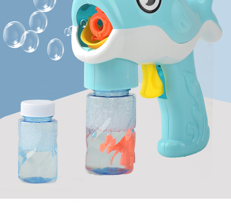 Tiktok Cartoon Dolphin Bubble Gun Children's Manual Pressing Inertia Bubble Machine Parent-Child Outdoor Stall Toy