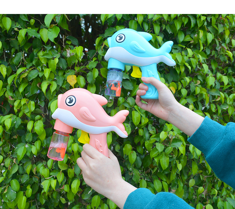 Tiktok Cartoon Dolphin Bubble Gun Children's Manual Pressing Inertia Bubble Machine Parent-Child Outdoor Stall Toy