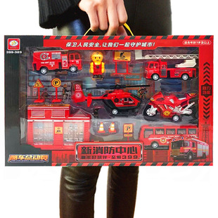 Free Shipping Children's Toy Car Boy Return Car Engineering Car Fire Truck Military Car Sanitation Car Road Sign Portable Box