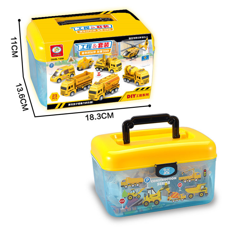 Free Shipping Children&#039;s Toy Car Boy Return Car Engineering Car Fire Truck Military Car Sanitation Car Road Sign Portable Box