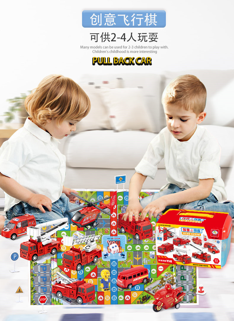 Free Shipping Children's Toy Car Boy Return Car Engineering Car Fire Truck Military Car Sanitation Car Road Sign Portable Box