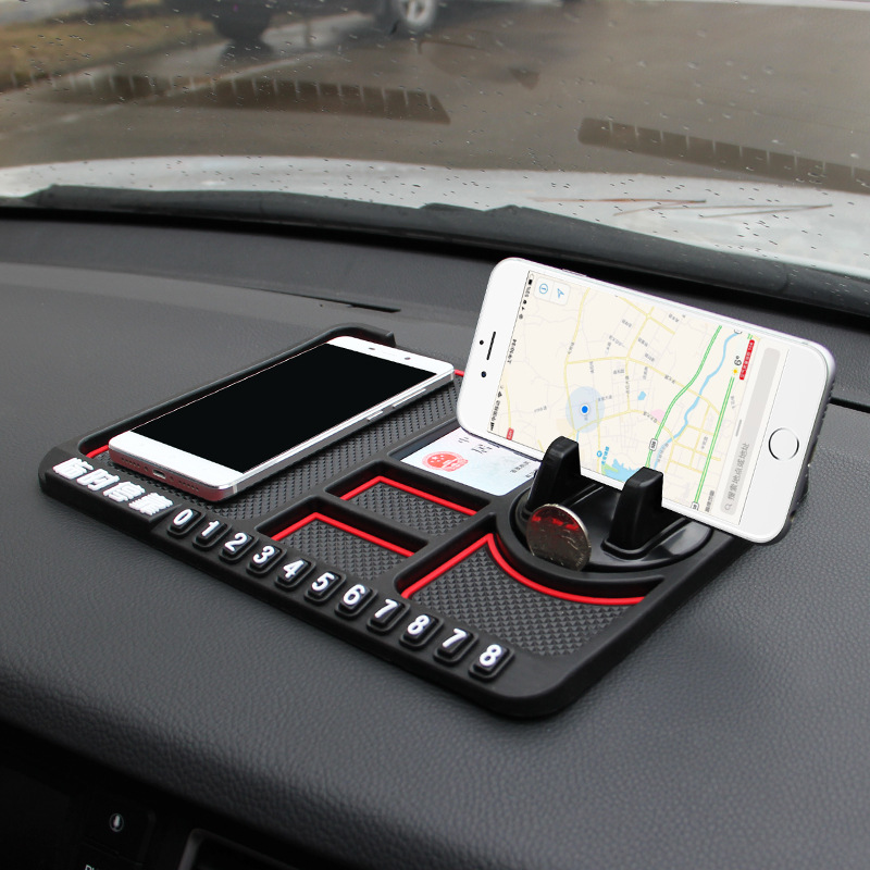 Interior Temporary Parking Sign Car Multifunctional Instrument Panel Storage Mat Car Mobile Phone Bracket NonSlip Mat