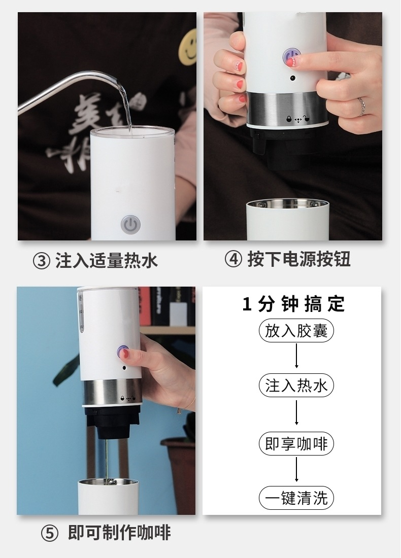 Automatic Portable Capsule Coffee Machine Mini Punch Tea Maker Outdoor Travel Car Electric American Coffee Maker