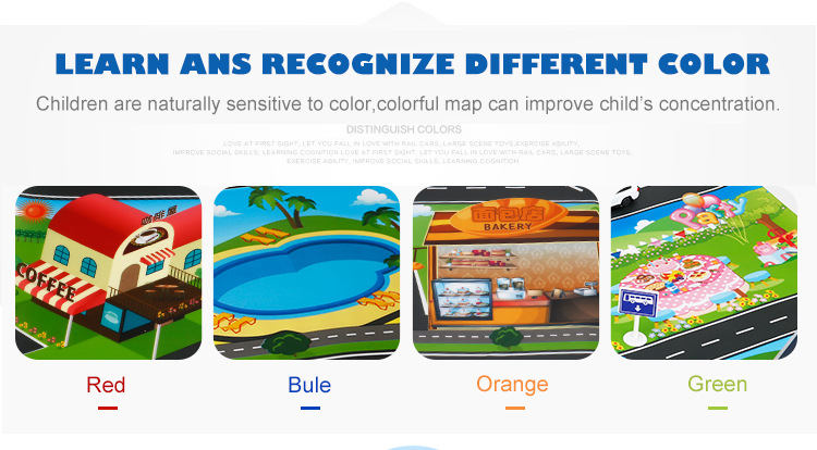 The Children 's play mat over the house, traffic road sign car model parking scene map