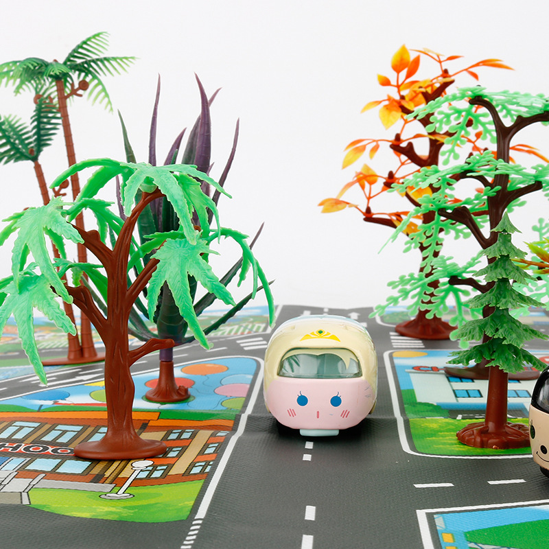 The Children 's play mat over the house, traffic road sign car model parking scene map