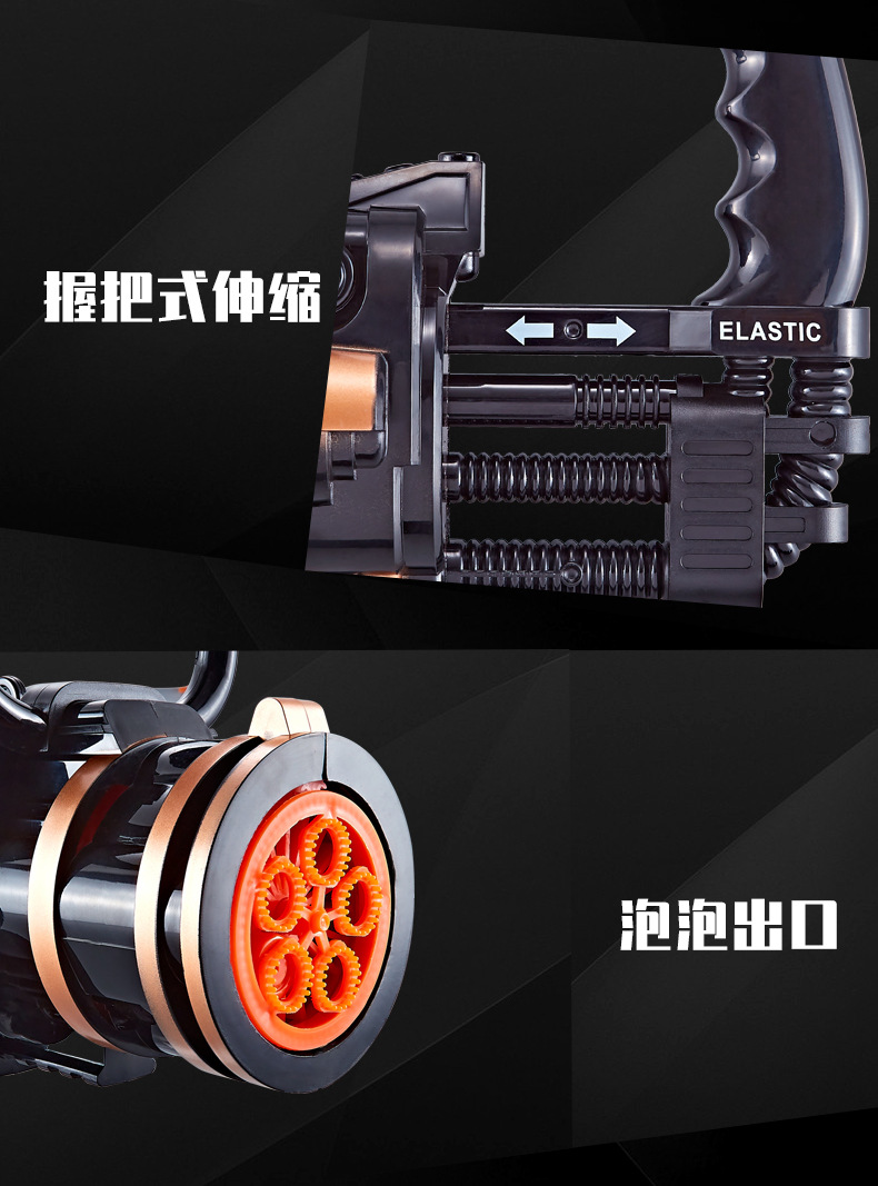 Tiktok Same Style Gatling Bubble Machine Internet Celebrity Automatic Porous Bubble Light Music Bubble Gun Outdoor Toys