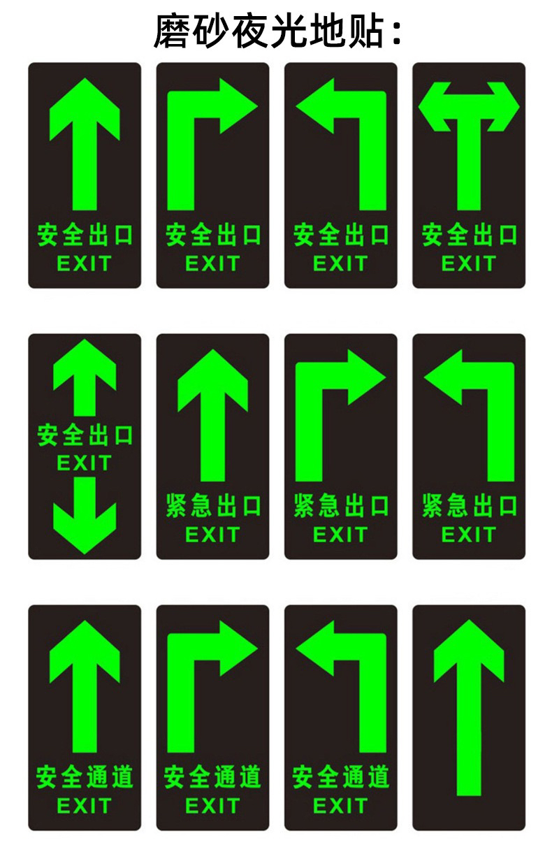 Safety Exit Sign Luminous Floor Vision Escape Passage Sign Warning Caution Step Landslip Fire Protection Logo Sticker Safety Exit Sign Luminous Floor Vision Escape Passage Sign Warning Caution Step Landslip Fire Protection Logo Sticker
