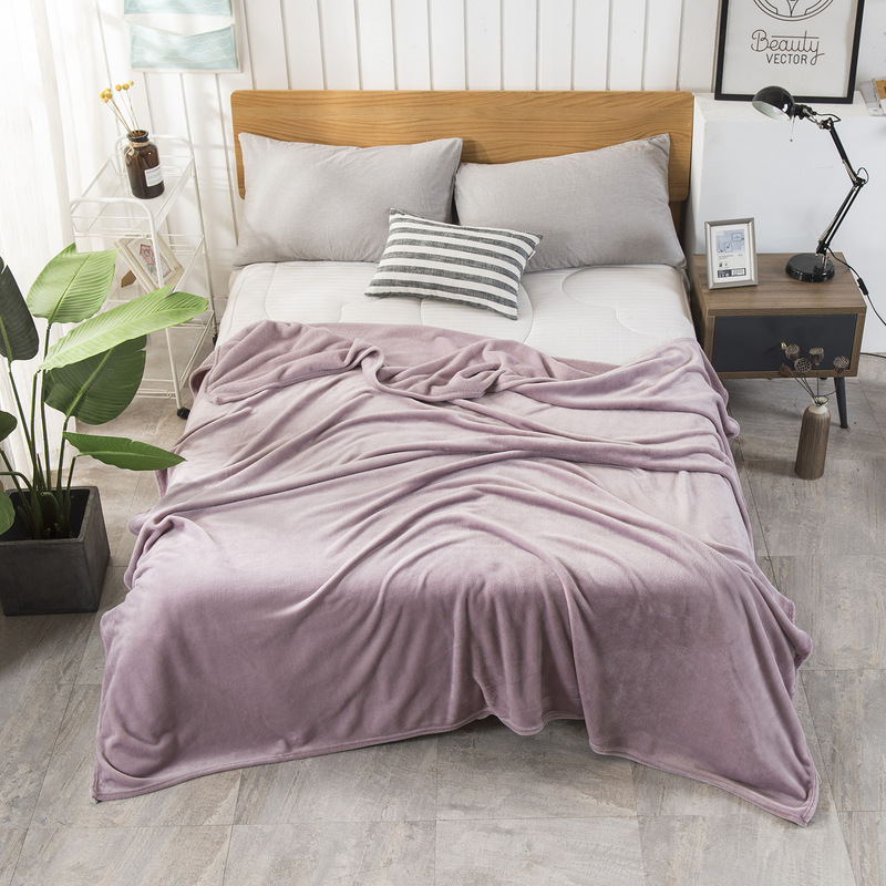 Plain Flannel Blanket Morandi Solid Color Coral Fleece Nap Blanket Nordic Style Blanket Made Blanket