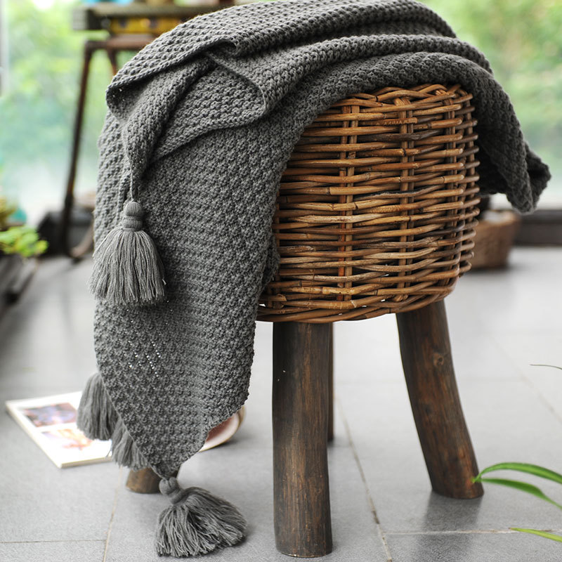Knitted Blanket Tailstock Nordic Blanket Wool Sofa Cover Woven Tassel Nap Blanket Office Nap Shawl Leisure