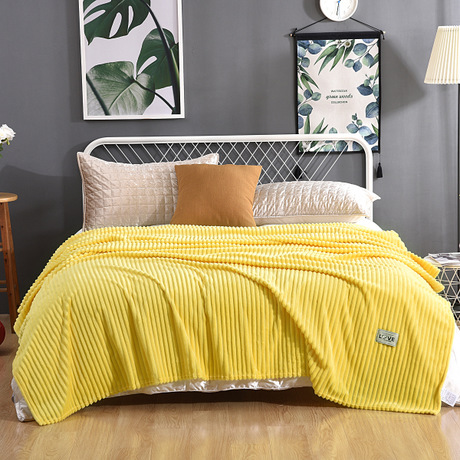 New Magic Velvet Cross-Border Blanket Solid Color Vertical Bar Flannel Blanket Gift Coral Velvet Gift Blanket Wholesale