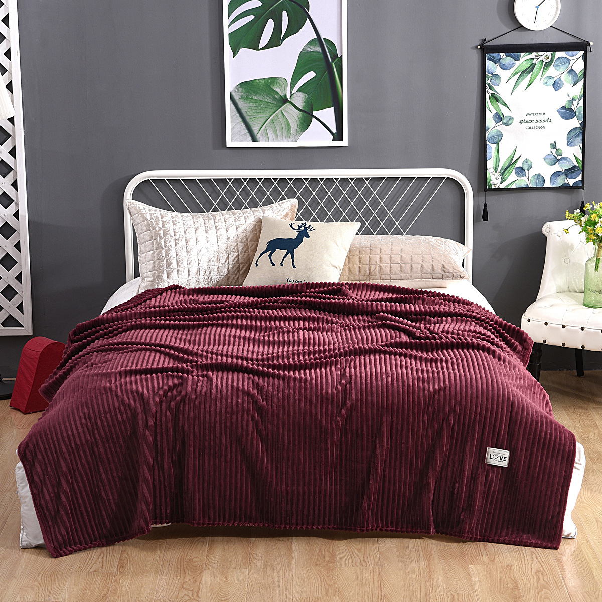 New Magic Velvet Cross-Border Blanket Solid Color Vertical Bar Flannel Blanket Gift Coral Velvet Gift Blanket Wholesale New Magic Velvet Cross-Border Blanket Solid Color Vertical Bar Flannel Blanket Gift Coral Velvet Gift Blanket Wholesale