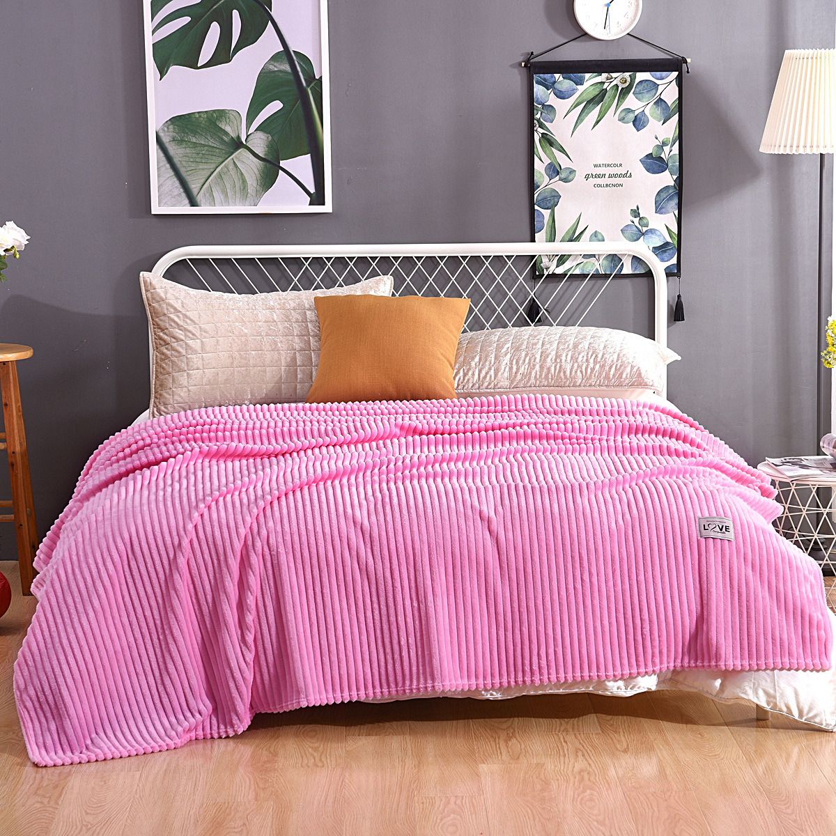 New Magic Velvet Cross-Border Blanket Solid Color Vertical Bar Flannel Blanket Gift Coral Velvet Gift Blanket Wholesale New Magic Velvet Cross-Border Blanket Solid Color Vertical Bar Flannel Blanket Gift Coral Velvet Gift Blanket Wholesale