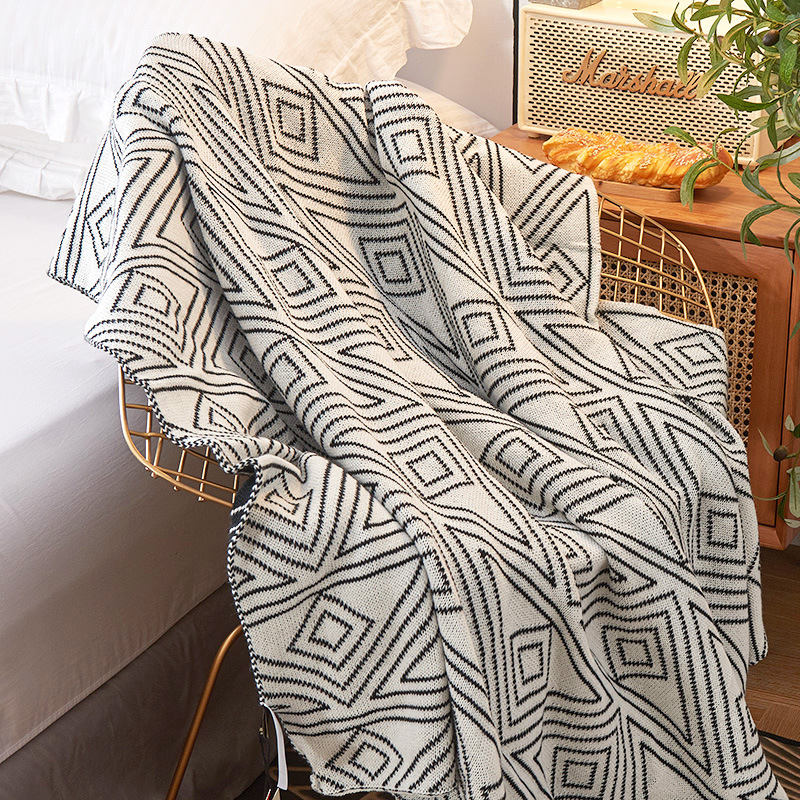 Nordic Instagram Style Gray Knit Casual Small Wool Blanket Quilt Summer Thin Nap Sofa Cover Single Blanket