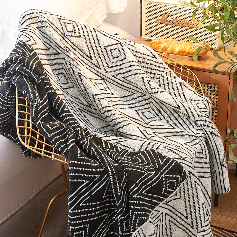 Nordic Instagram Style Gray Knit Casual Small Wool Blanket Quilt Summer Thin Nap Sofa Cover Single Blanket