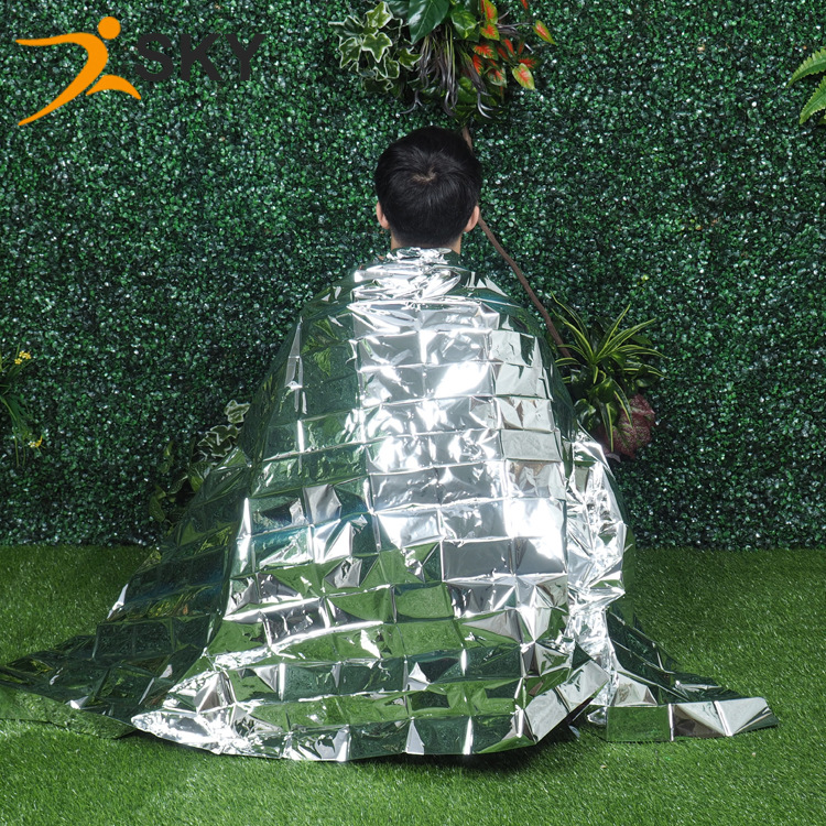 Shengkai Outdoor 140*210 Factory Portable Silver Aluminum Foil Blanket Pet Outdoor Emergency Blanket Marathon Insulation Blanket