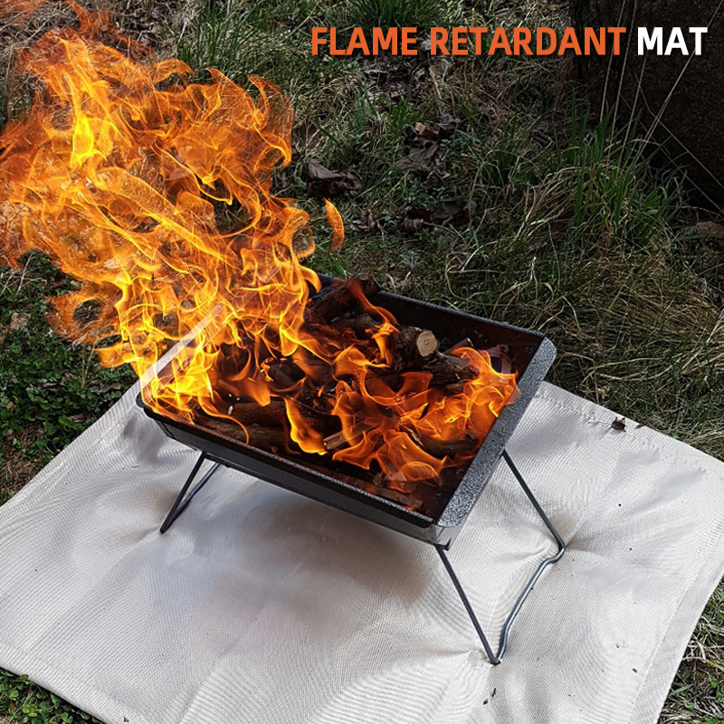Outdoor Camping Flameproof Fabric Picnic Barbecue Heat Proof Mat Flame Retardant High Temperature Resistant Fire Blanket Glass Fiber Fire-Retardant Cloth