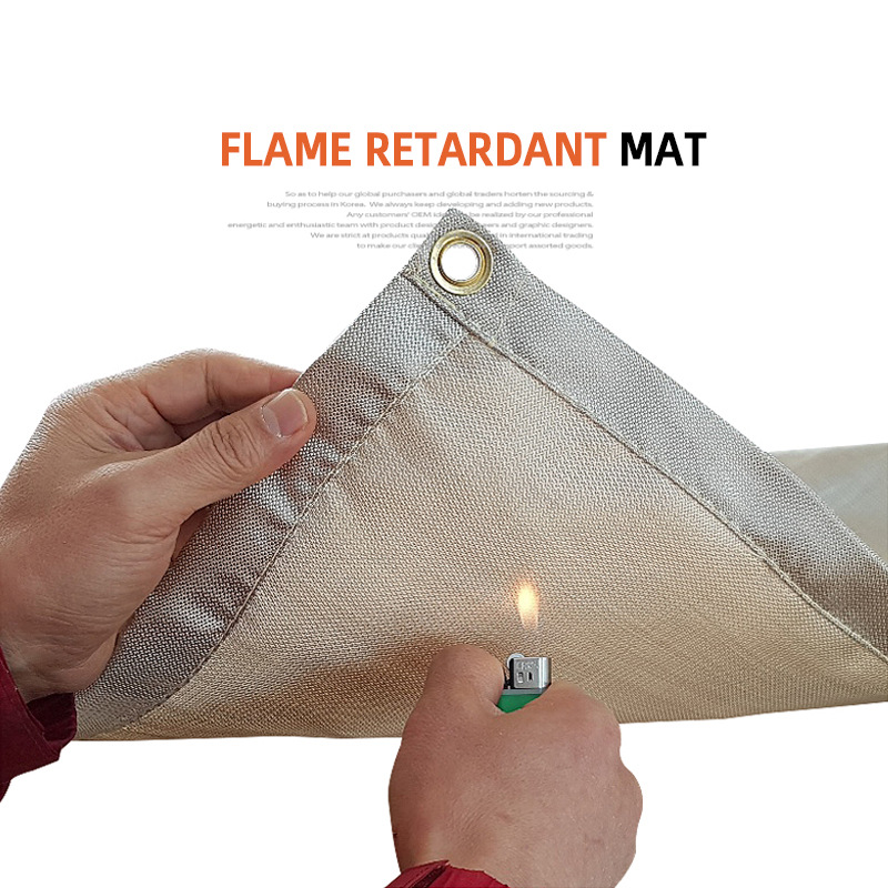 Outdoor Camping Flameproof Fabric Picnic Barbecue Heat Proof Mat Flame Retardant High Temperature Resistant Fire Blanket Glass Fiber Fire-Retardant Cloth