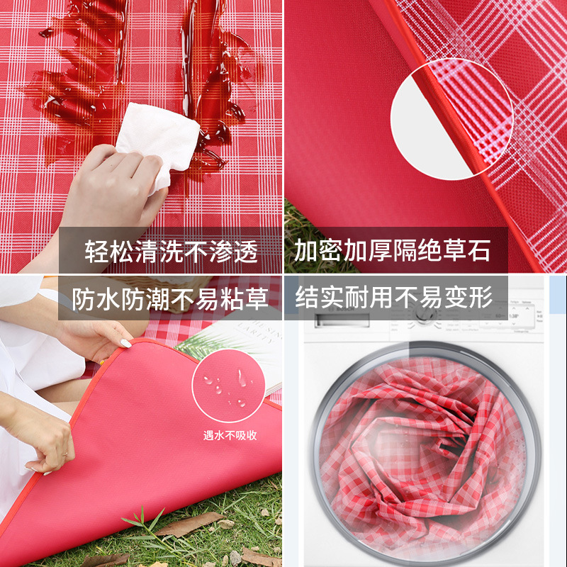 INS Plaid Waterproof Picnic Mat Moisture Proof Pad Outdoor Products Oxford Cloth Picnic Blanket Moisture Proof Pad Spring Outing Beach Mat