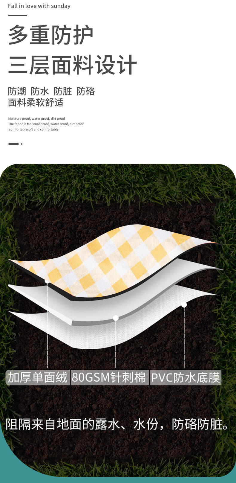 INS Plaid Waterproof Picnic Mat Moisture Proof Pad Outdoor Products Oxford Cloth Picnic Blanket Moisture Proof Pad Spring Outing Beach Mat
